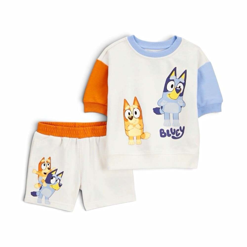 Carter’s 3T 2-Piece Bluey Bingo French Terry Set Cream Short Sleeves Shorts